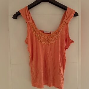 Women's Orange Embroidered Top